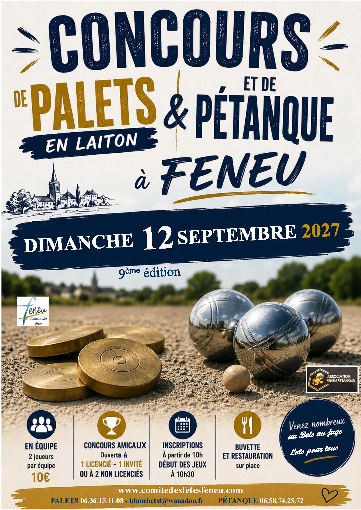 Affiche 2027 concours palets - pétanque Feneu
